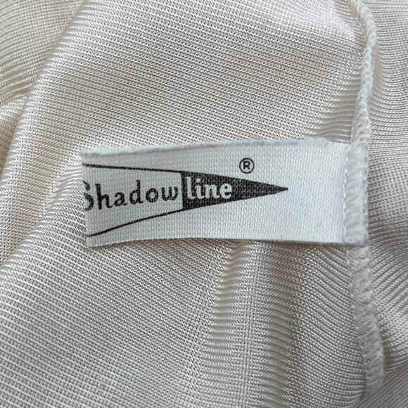 Shadow Line Vintage Lace Tan Adjustable Front Slit Classic Sexy Full Slip 32 - Picture 5 of 8